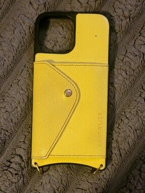 Bandolier iPhone 15 Pro Max Yellow Leather Crossbody Phone Case (No Strap)
